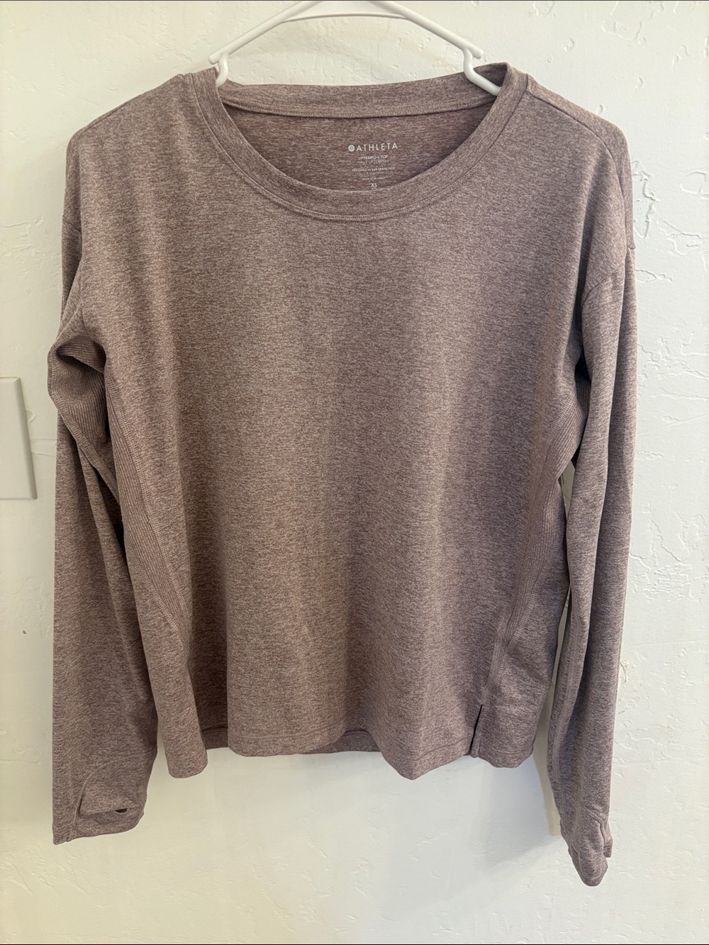 Athleta Heathered Lavender Crewneck Long Sleeve Top